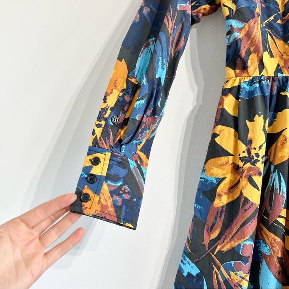 Marissa Webb Lily Floral Shirtdress long sleeve poplin cotton v-neck midi - Picture 10 of 13